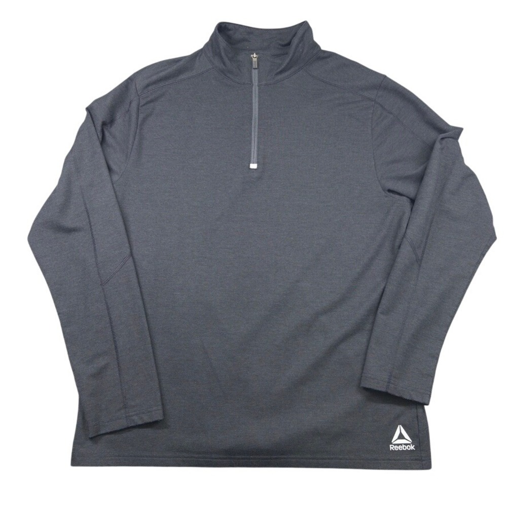 Reebok Quarter Zip Pullover Mens Size L Charcoal Gray Long Sleeve Active Top L/G